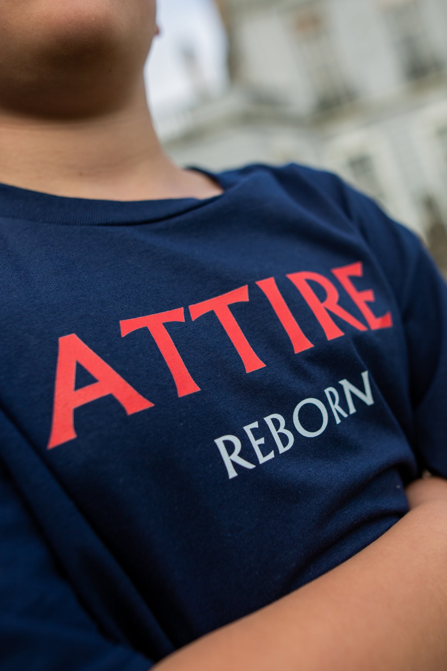 Children's Navy Attire Reborn Slogan T-Shirt