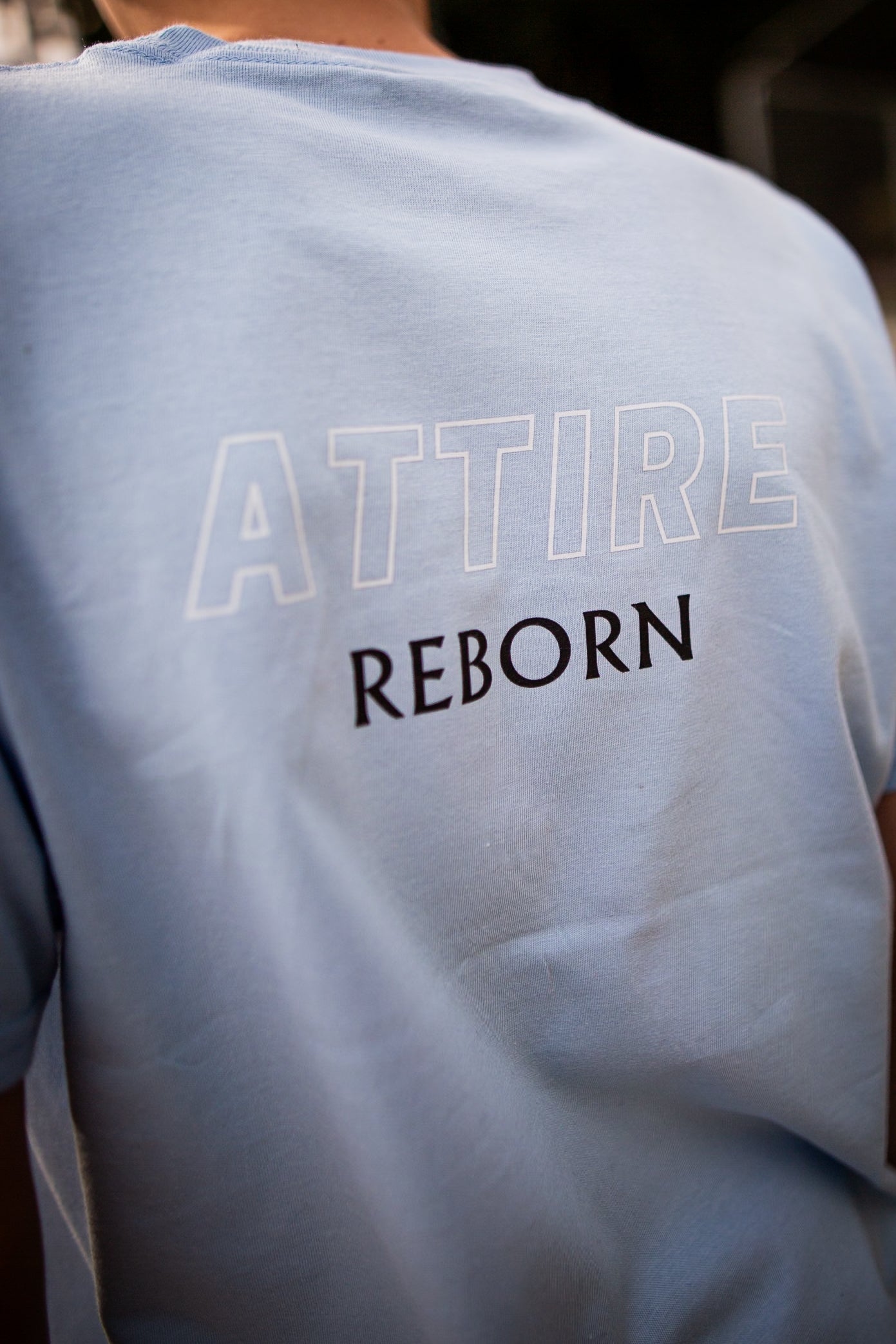 Children's Blue Attire Reborn Slogan T-Shirt with back detail