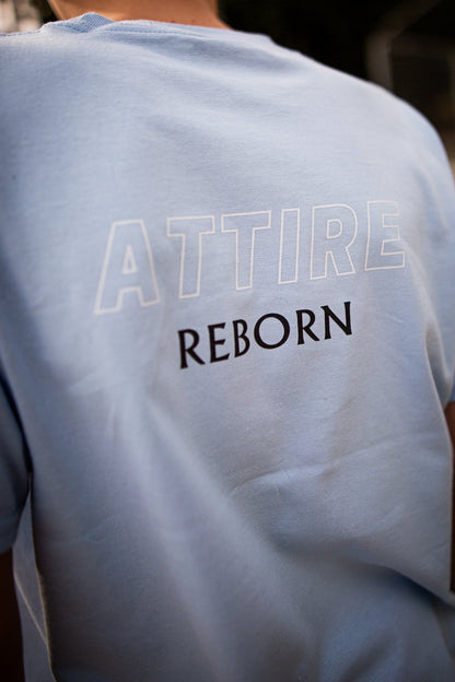 Children's Blue Attire Reborn Slogan T-Shirt with back detail